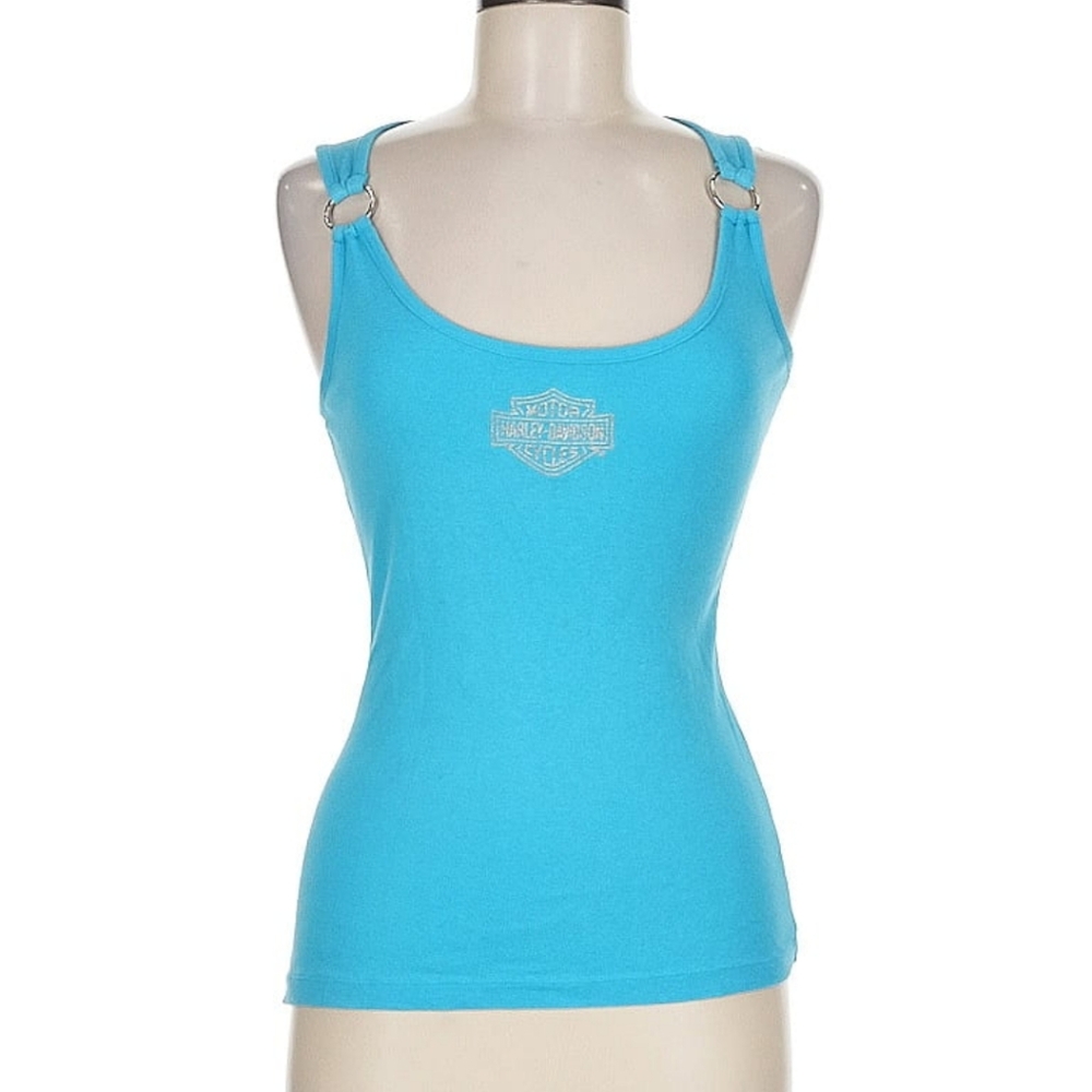 Harley-Davidson Blue Fitted Embellished Tank Top